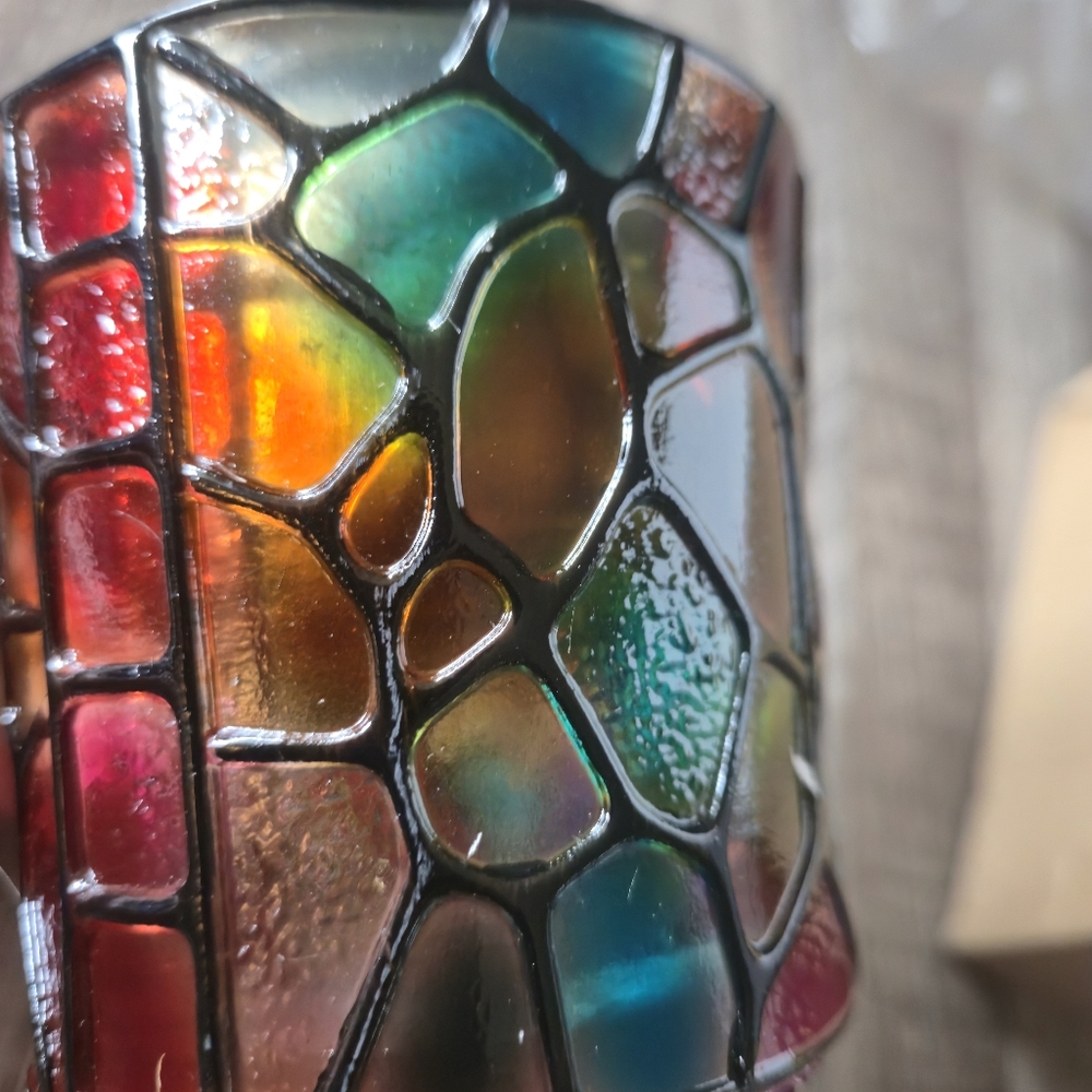 Unbranded Faux Stained Glass Mosaic Coffee Mug Resin Stainless Steel 3.5" New - Picture 6 of 8